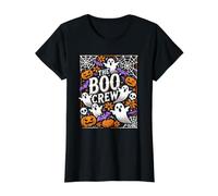 Halloween The Boo Crew - Fantasma Espeluznante - Familia de niños Lindos Camiseta gráfica económica, Mujer, Negro, L