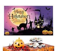 Halloween Theme Backdrop, Happy Halloween Photography Background, Festive Party Decoration Banner, Strong and Reusable Scene Setter, for Kids, Adults, Birthday Parties, Home Indoor Decor, Weddings