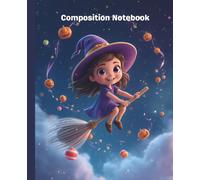 Halloween theme Composition Notebook | Lined Notebook for Students | Cute little witch & Candy Pattern Cover (7.5” x 9.25”)| 110 Pages: Ruled Notebook for Kids and Students - Perfect for School Notes, Journaling, and October Writing