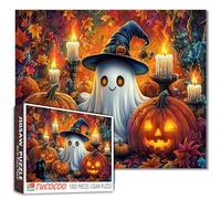 Halloween Theme Jigsaw Puzzles for Adults 1000 Pieces Glowing Jack-o'-linterns,Fantasma DIY Puzzles for Family Activity Games Festival Art Jigsaw Puzzles Home Wall Decor Craft Gifts 19,7 x 27,6 inch