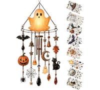 Halloween-Themed Crystal Wind Chime,Gothic Wind Chime for Outside,Spooky Holiday Ornament, for Garden Porch Patio Balcony Tree Yard