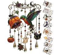 Halloween-Themed Crystal Wind Chime,Gothic Wind Chime for Outside,Spooky Holiday Ornament, for Garden Porch Patio Balcony Tree Yard