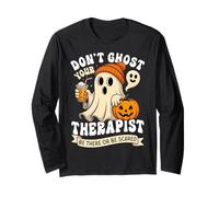 Halloween Therapist Mental Health Spooky Self Care Vibes Manga Larga