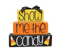 Halloween Tiered Tray Decorations, Wooden Block Signs Display, Festive Table Accents, Candy Holder Design for Home Shelf, Den, Cabinet, Bedroom, Bookshelf, Living Room, Spooky Indoor Decor, 20x15x4cm