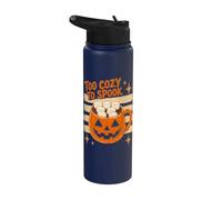 Halloween Too Cozy To Spook Retro Hot Cocoa Pumpkin Lover Stainless Steel Insulated Water Bottle