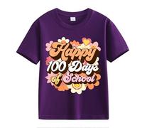 Halloween Top 100th Day of School Celebration for Girls and Boys Kids T Shirts Fun Colorful Numbers Leggings Chicos, morado, 6-7 años