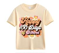 Halloween Top 100th Day of School Celebration for Girls and Boys Kids T Shirts Fun Colorful Numbers Leggings Chicos, beige, 6-7 años