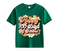 Halloween Top 100th Day of School Celebration for Girls and Boys Kids T Shirts Fun Colorful Numbers Leggings Chicos, verde, 6-7 años