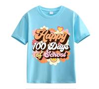 Halloween Top 100th Day of School Celebration for Girls and Boys Kids T Shirts Fun Colorful Numbers Leggings Chicos, azul celeste, 6-7 años