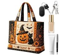 Halloween Tote Bag 3D Spooky Quilted Pouch Halloween Themed Handbag
