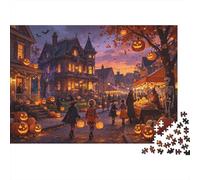 Halloween Town Puzzle 1000 Piezas Material Reciclable Jack-o'-Lantern Puzzle para Adultos Regalo Divertido y Actividad para Casa Idea Hombres 70x50cm/1000pcs