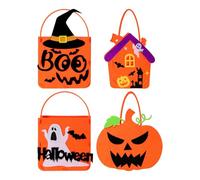 Halloween Treat Bags - 4 Pieces Pumpkin, Ghost, Bat, and Witch Hat Felt