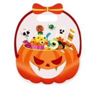 Halloween Treat Bags, 50 Plastic Pumpkin Pouches With Handles (50 pcs)