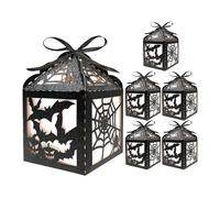 Halloween Treat Bags - 6 Pieces Bat Spooky Halloween Sweet Bags | Party Favors Trick Or Treat Bag With Twist Tie | Sweet Containers | Goodie Boxes For Snacks Gummy Bread Table Shelf Kitchen Bar Mantel
