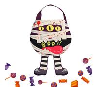 Halloween Treat Bags, Reusable Tricks or Treats Bag, 11.42x7.87 Inches Non Woven Fabric Snack Tote for Toy, Candy, Event Organizers, Haunted House, Retail Store, School Parties