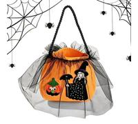 Halloween Treat Bags, Witch Pumpkin Candy Pouches, Mesh Goodie Handle Bags | Halloween Treat Bags, Pumpkin Witch Candy Pouches, Nonwoven Mesh Design, Handle Carrying Bags, for Neighborhood Events