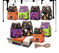 Halloween Treat Boxes - Paper Cute Castle House Halloween Favor Boxes