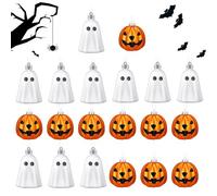 Halloween Tree Ornaments, Holiday Hanging Decorations, 20 Piece Pumpkin Ghost Pendant Set with Strings, Party Decor for Garden Door Family Gathering Window Yard Display Spooky Event Styling