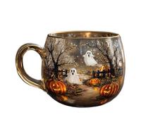 Halloween Tug - Germen Pintado De Vidrio, Taza De Bebida Moderna, Configuración De Trabajo, Diseño De Cerámica | Herramienta De Bebida Para El Consumo De Té Y Café, Bebidas Frías Y