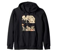 Halloween Ukiyo-e Estilo Esqueleto Jack-o'-Lantern Momia Bruja Sudadera con Capucha