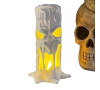Halloween Velas En Línea Sin Línea: Una Vela Liderada De Cara Humana Espeluznante Para Fiesta, Hogar Con Función De Luz Parpadeante, Decoración De Mesa Para Oficinas, Dormitorio, Apartamento, Gabinete