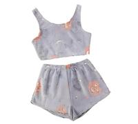 Halloween Vest Pajamas Set - Cute Pumpkin & Ghost Print, Glow-in-The-Dark Vest Cozy Flannel Pumpkin & Ghost PJS Shorts (#4,S)