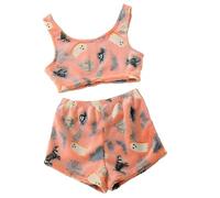 Halloween Vest Pajamas Set - Cute Pumpkin & Ghost Print, Glow-in-The-Dark Vest Cozy Flannel Pumpkin & Ghost PJS Shorts (#3,L)