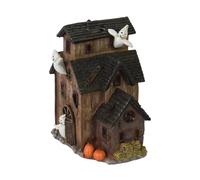 Halloween Village - Figura decorativa de casa embrujada | Ciudades espeluznantes iluminadas de resina | Casas fantasmas iluminadas desmontables | Decoración de Halloween, estatua de pueblos grandes