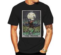 Halloween Werewolf Tarot Card T Tshirts Camisetas y Tops The Moon Gothic Clothing PlSize Goth for Youth Middle-Age The Old tee Tshirts Camisetas y Tops Black(X-Large)
