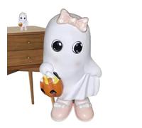 Halloween White Ghost Statue | Figura de Resina Spooky 2025 Mesa Artística Centro Maestro Ornamentt | DECORACIÓN DE Oficina DE Viajes DE DE BIBILLAJE para PARTAR Craft Home Decoración Pantalla D