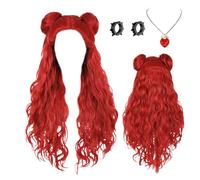 Halloween Wig, Kids Hairpiece, Long Red Costume with 5.12x5.12x1.97in Size & Bracelet, Party Wig for School, Stage, Gathering, Cosplay, Festival, Dress Up, Performance, Outfit, Event, Girls
