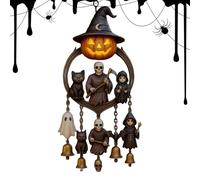 Halloween Wind Chime, Gothic Hanging Wind Chimes with Ghost Figures, Creepy Halloween Ornament, Perfect For Porch Lawn Garden Window Indoor Bedroom Bookshelf Party Festival Home Accent