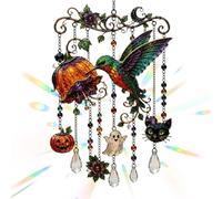 Halloween Wind Chime - Hummingbird Suncatcher, Stained Glass Style