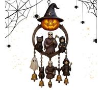 Halloween Windchimes Outdoors | 11.81x8.66x1.97 Inches Gothic Door Wind Chimes with Ghosts | Horror Haunted House Decoration For Gardens Yards Lawn Festival Indoor Bookshelves Bedroom Window Party