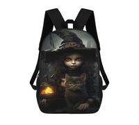 Halloween Witch And Cat Mochila Escolar/para Ordenador Portátil Para Colegio/trabajo/viajes Para Camping, Aventuras Al Aire Libre Y Viajes Diarios 17inch