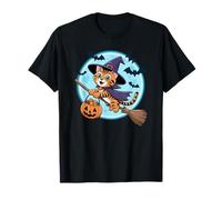 Halloween Witch Bengal Cat Moon Camiseta