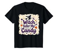 Halloween Witch Better Have My Candy Trick or Treat Camiseta, Niños, Negro, 8 años