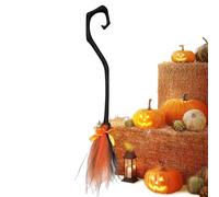 Halloween Witch Broom | 37 IN Witches Brooms | Portable Scary Decoration with Ribbon for Front Door, Porch, Wall, Yard, Outside, Home, and Outdoor Halloween Party Props