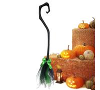 Halloween Witch Broom | 37 IN Witches Brooms | Portable Scary Decoration with Ribbon for Front Door, Porch, Wall, Yard, Outside, Home, and Outdoor Halloween Party Props