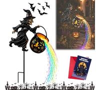Halloween Witch Cauldron Garden Light Colorful Waterfall Stake Yard (1pc)