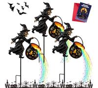 Halloween Witch Cauldron Garden Light Colorful Waterfall Stake Yard (3pcs)