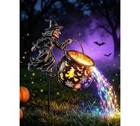 Halloween Witch Cauldron Garden Light with LED Projector and Stake