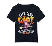 Halloween Witch Dart Player, Juguemos a los Dardos de Las Camiseta, Mujer Tallas Grandes, Negro, 2XL Grande