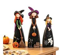 Halloween Witch Decorations - 3 Pieces Wooden Farmhouse Table Centerpieces