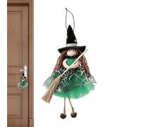 Halloween Witch Doll 8.27x5.12x2.36 Inches Fiber Cloth Wood Broom Pendant | Suspendable Spooky Room Decoration Prop | Hangable Tree Witch Doll For Haunted House Garden Yard | Repositionable Spooky Pen