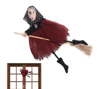 Halloween Witch Doll, Fabric Vintage Decorative Figurines With Broom | Kitchen Witch Doll Witch Figurine Ornament For Porch Patio Lawn Garden Window Entryway Living Room