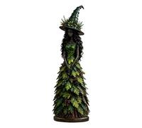 Halloween Witch Figurine with Leaves Gown, Resin Autumn Table Centerpiece