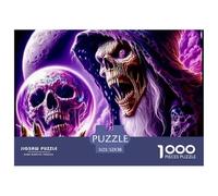 Halloween Witch Flying Over Skulls and Pumpkins Material De Calidad Juego De Ocio Ideal, Tiempo En Familia Y Relajación En Interior 52x38cm/1000pcs