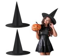 Halloween Witch Hat 2 PPCS Witches Black Witches para adultos Mujeres Magaz de disfraz de Halloween sombreros colgantes de sombreros de bruja decoraciones para jardín de patio del porche delantero