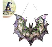 Halloween Witch Hat Design Hanging Ornament, Charming Moonlight Witch Acrylic Stained Glass Window Hanging, Witchs Hat Shaped Hangings Pendant for Homes,Rooms,Party